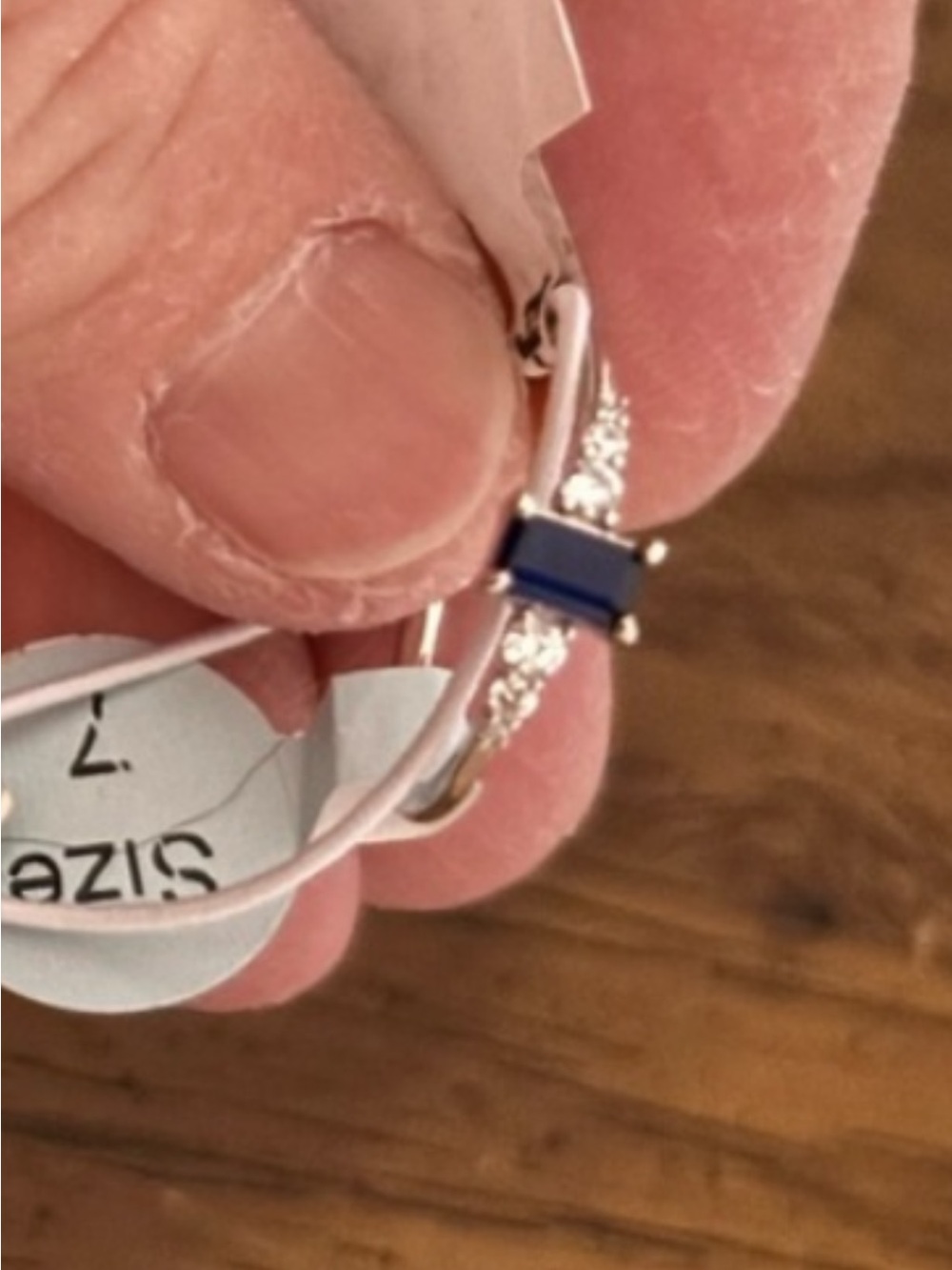 Sterling Silver Navy Blue Accent Ring - Size 7
